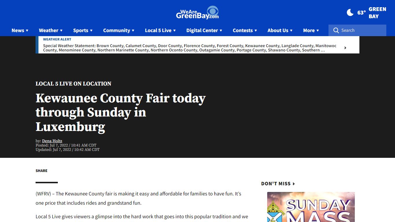 Kewaunee County Fair today through Sunday in Luxemburg